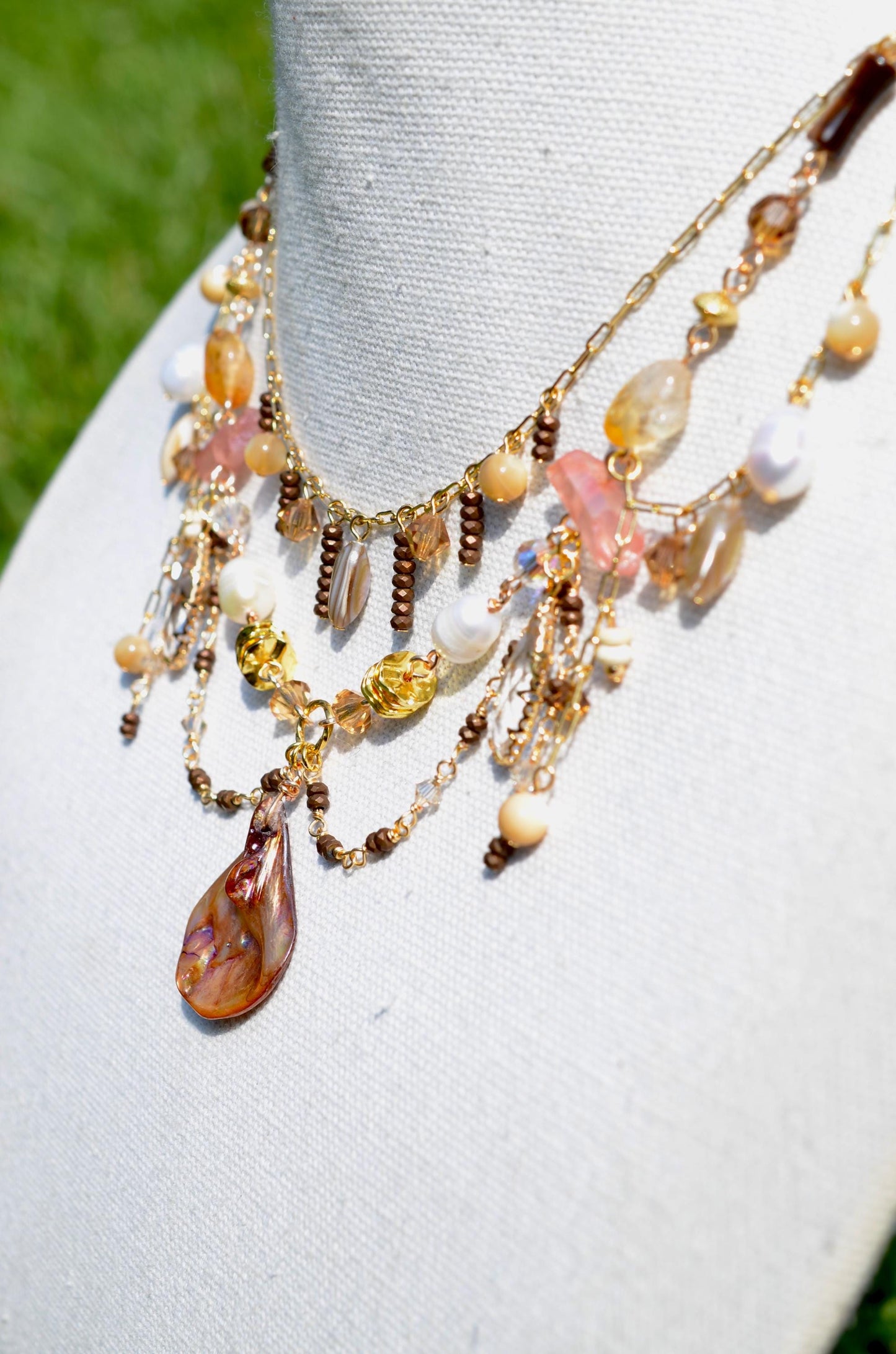 Mermaidcore Pearl Shell Necklace: Gold Filled Beach Jewelry