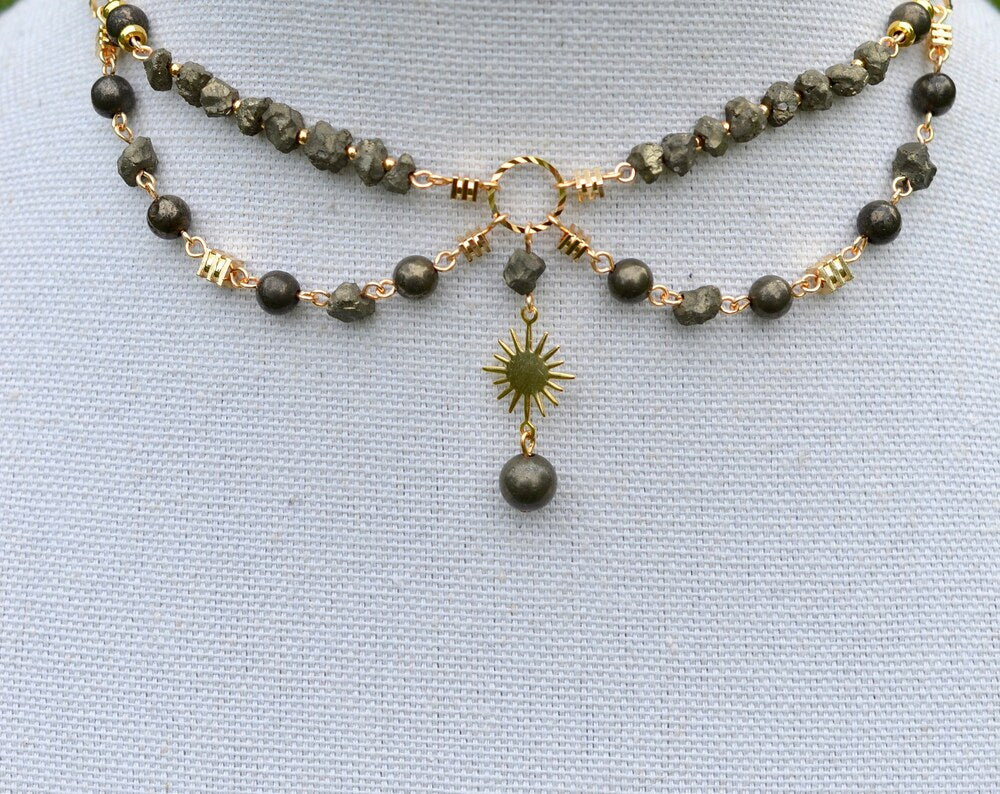 Pyrite 14k Gold Filled Choker Necklace