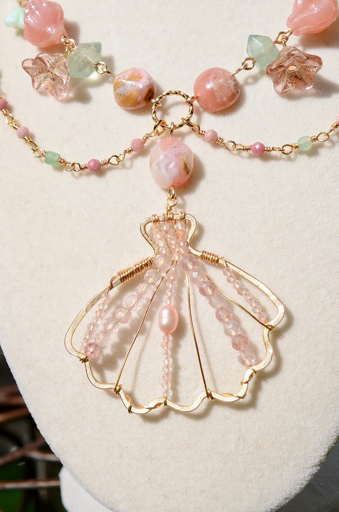 Pink Opal Mermaid Necklace