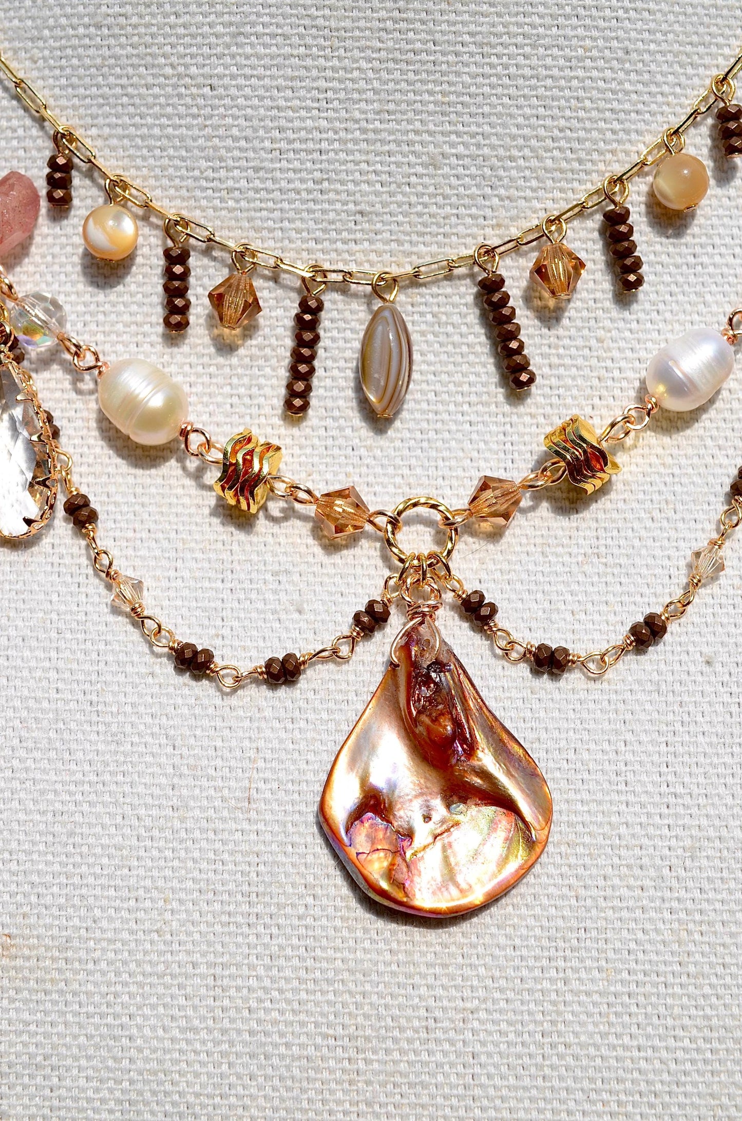 Mermaidcore Pearl Shell Necklace: Gold Filled Beach Jewelry
