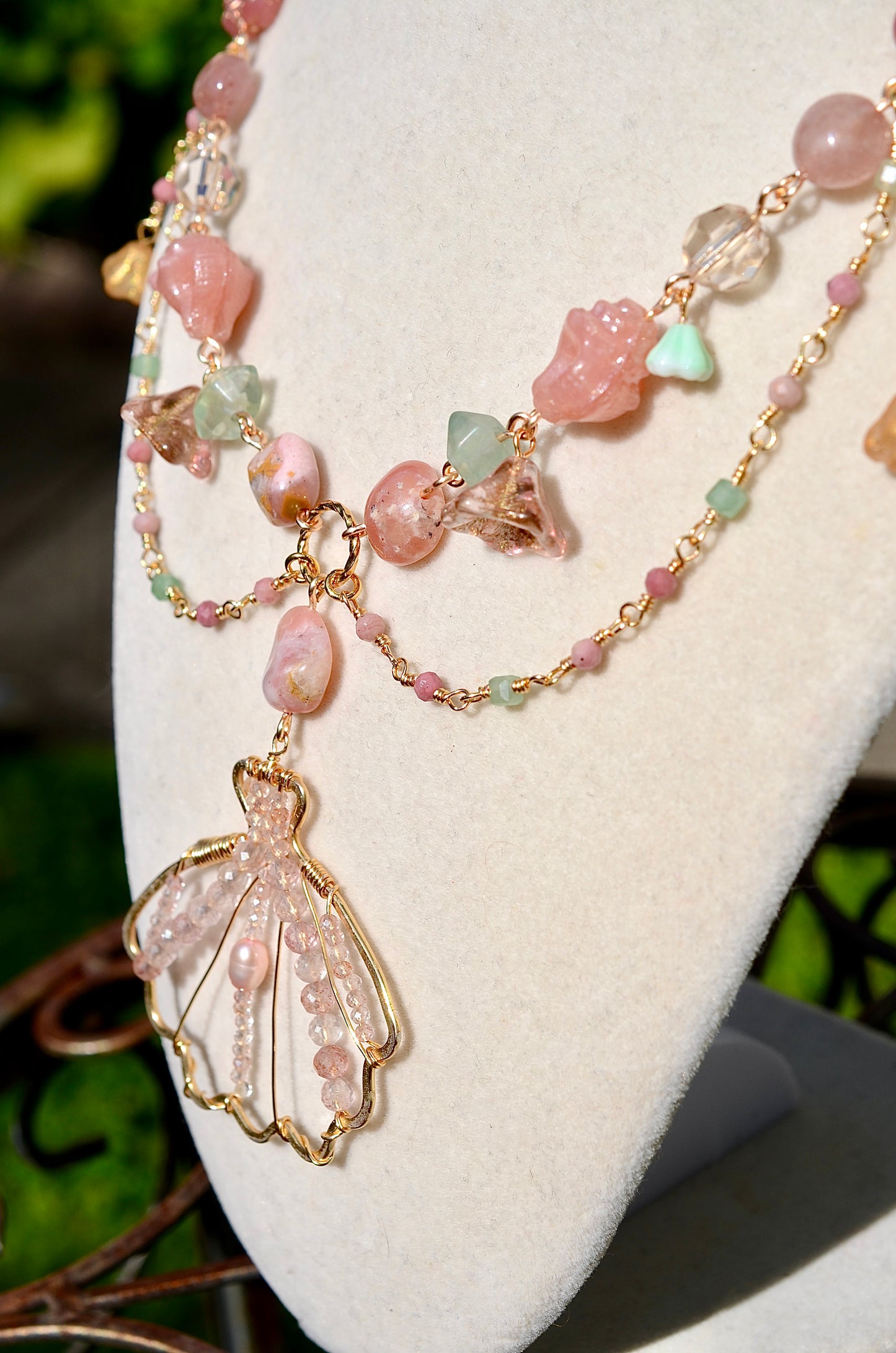 Pink Opal Mermaid Necklace
