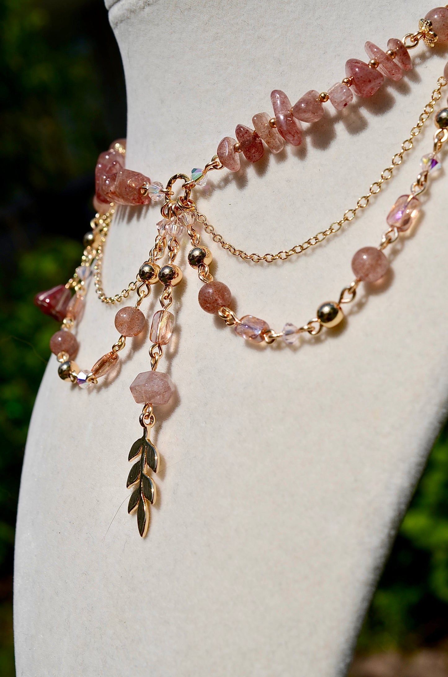 Strawberry Quartz Crystal Necklace