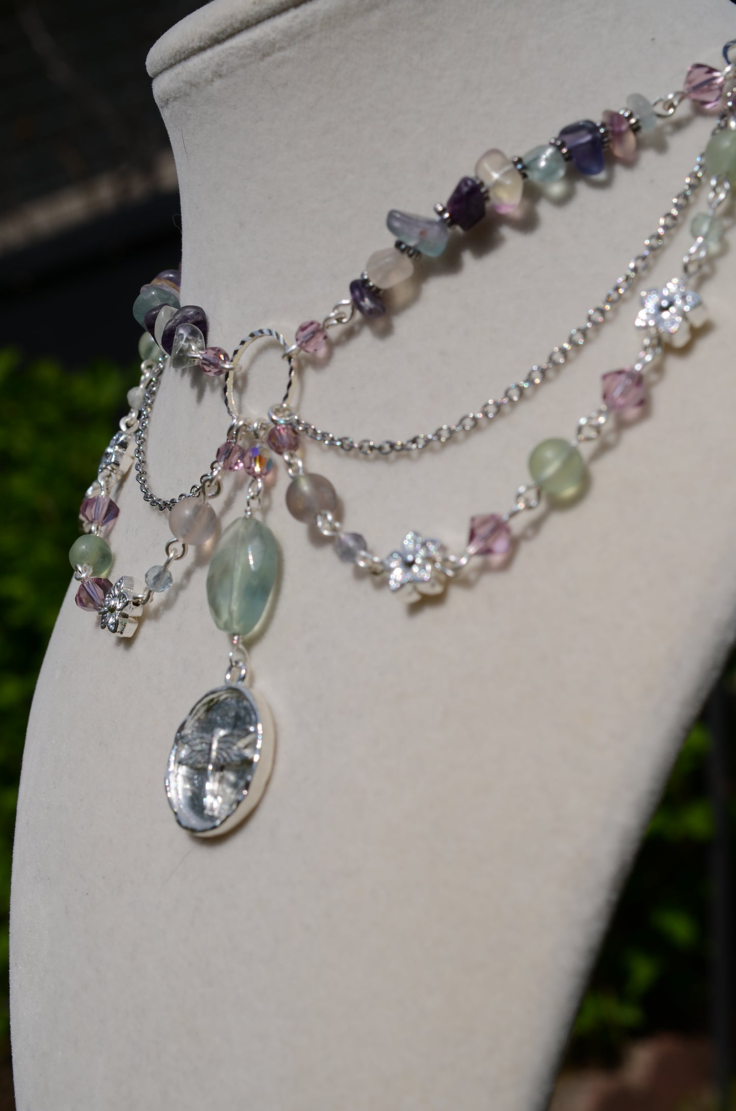 Silver Fluorite Dragonfly Necklace