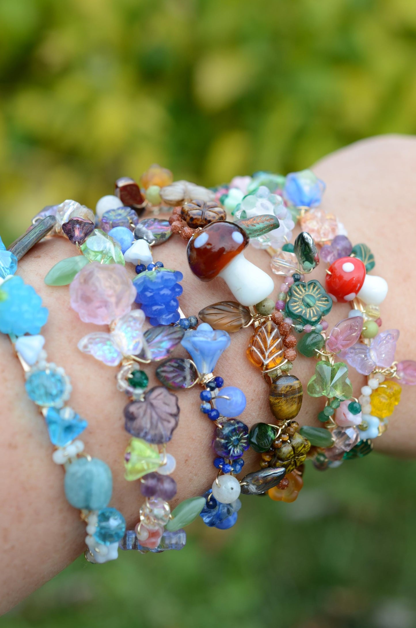 Whimsical Fairy Cuff Bracelet: Aquamarine & Moonstone Jewelry