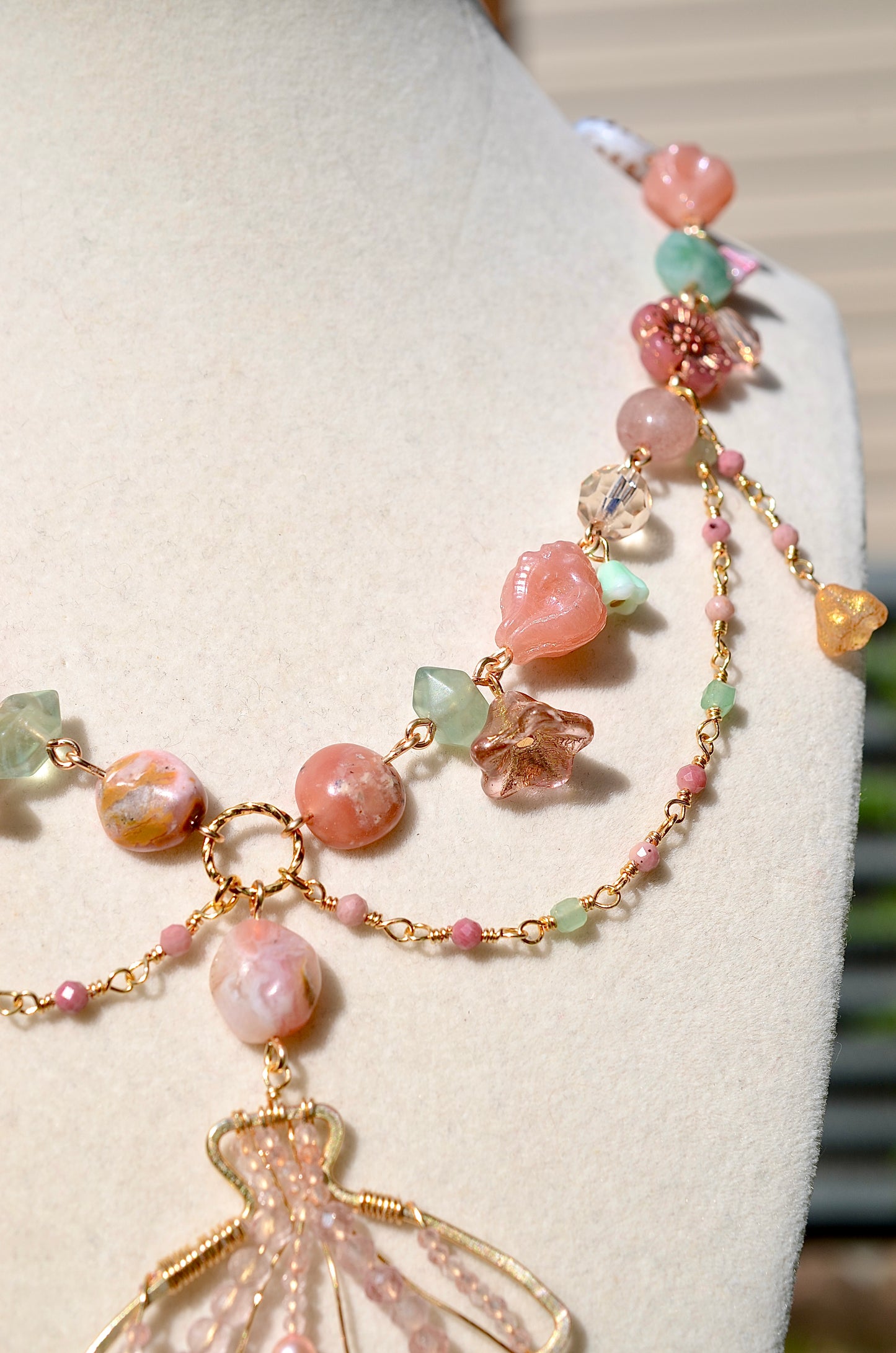 Pink Opal Mermaid Necklace