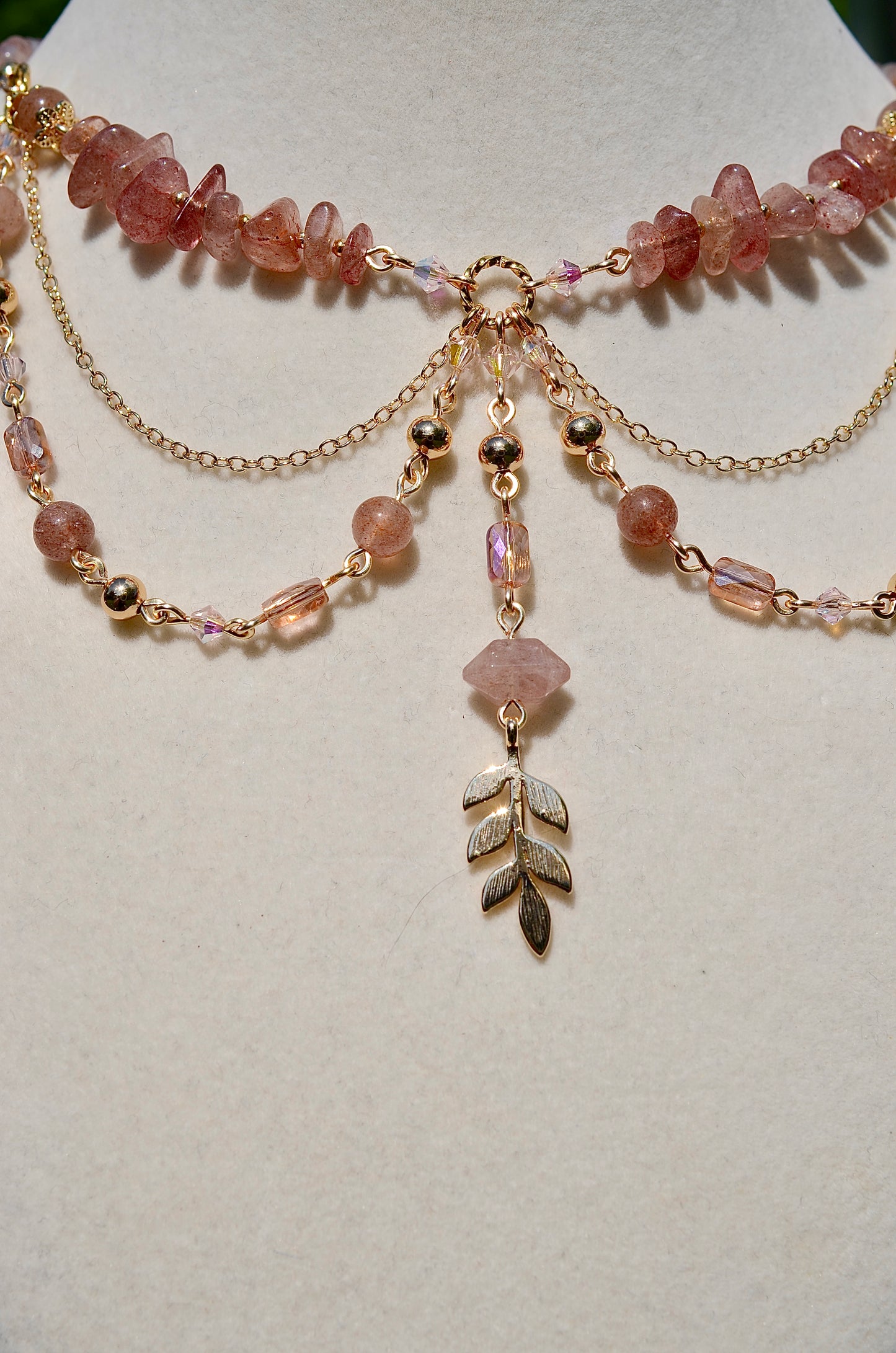Strawberry Quartz Crystal Necklace