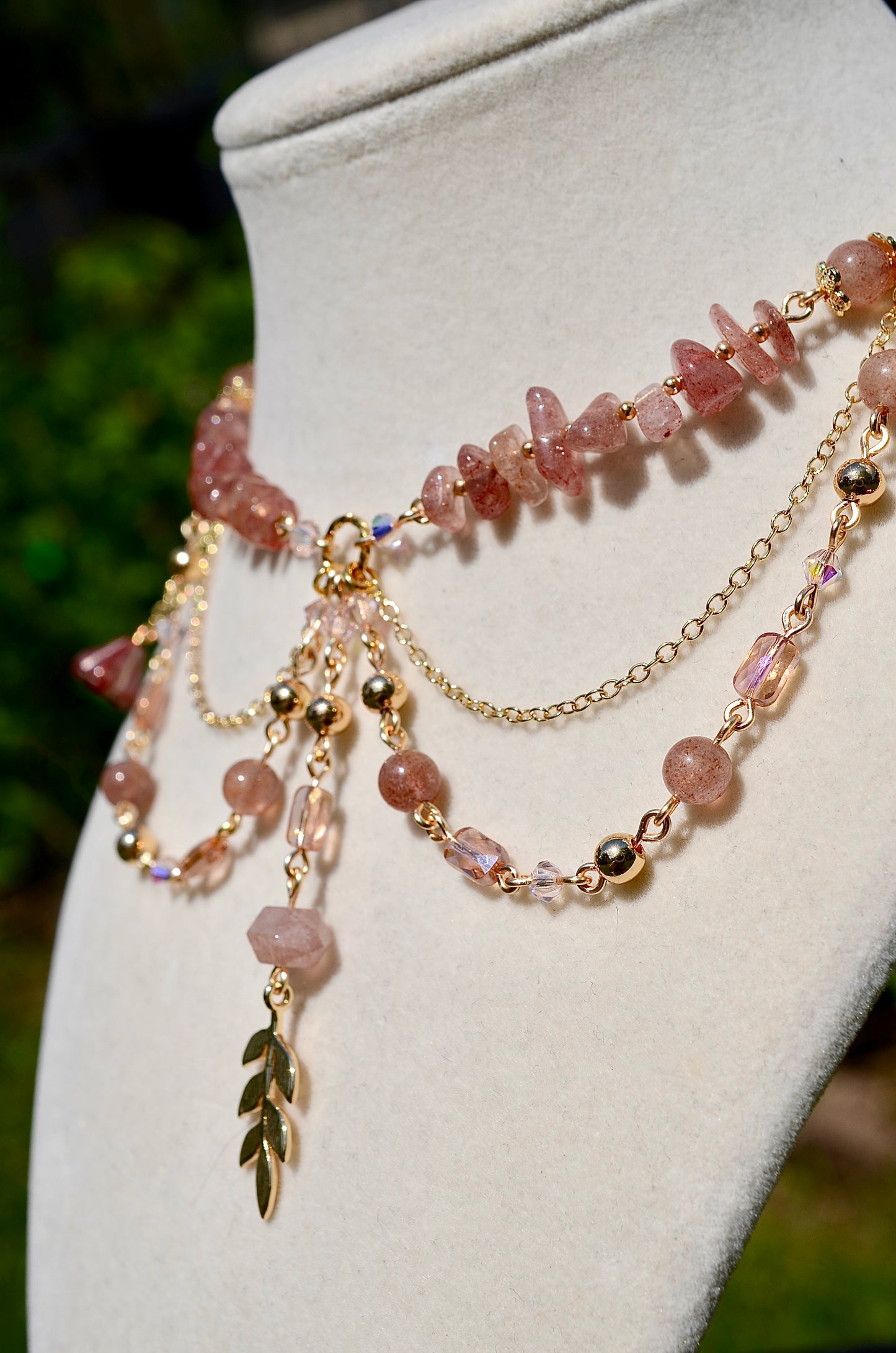 Strawberry Quartz Crystal Necklace