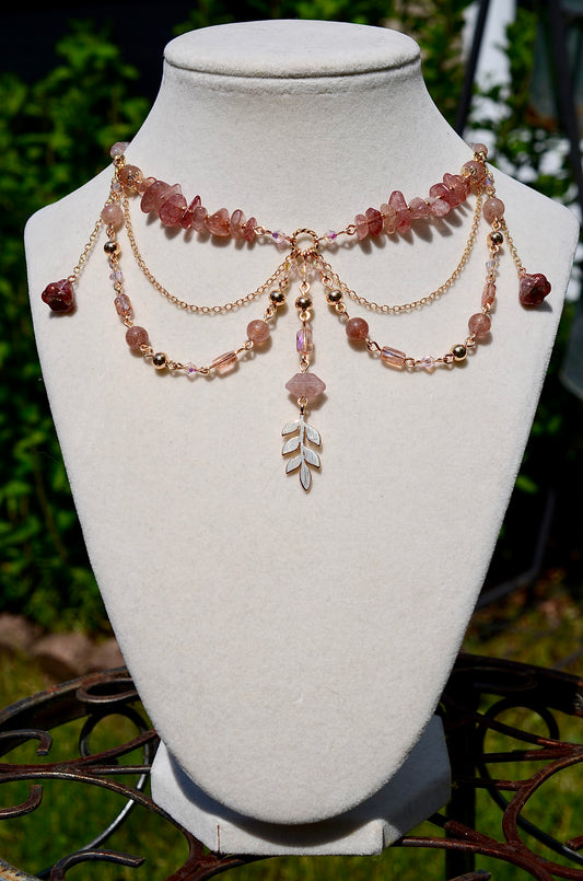 Strawberry Quartz Crystal Necklace