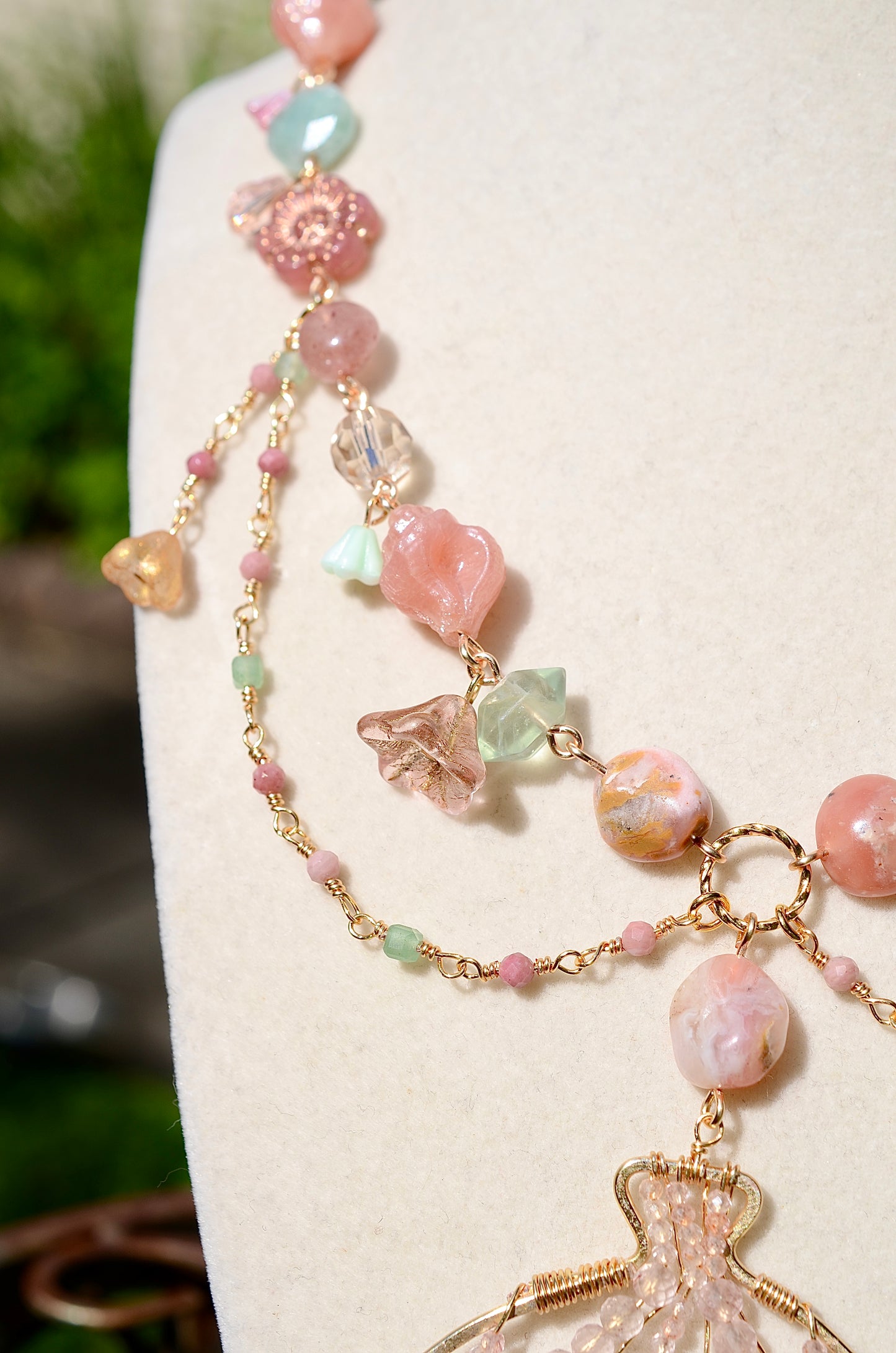 Pink Opal Mermaid Necklace