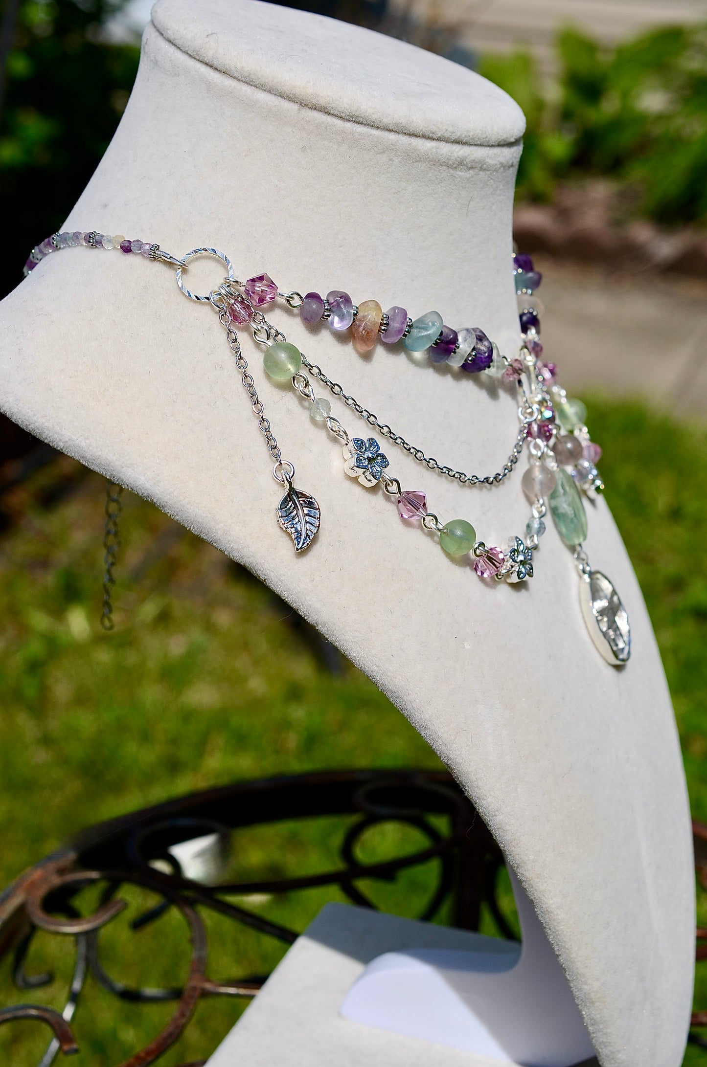 Silver Fluorite Dragonfly Necklace