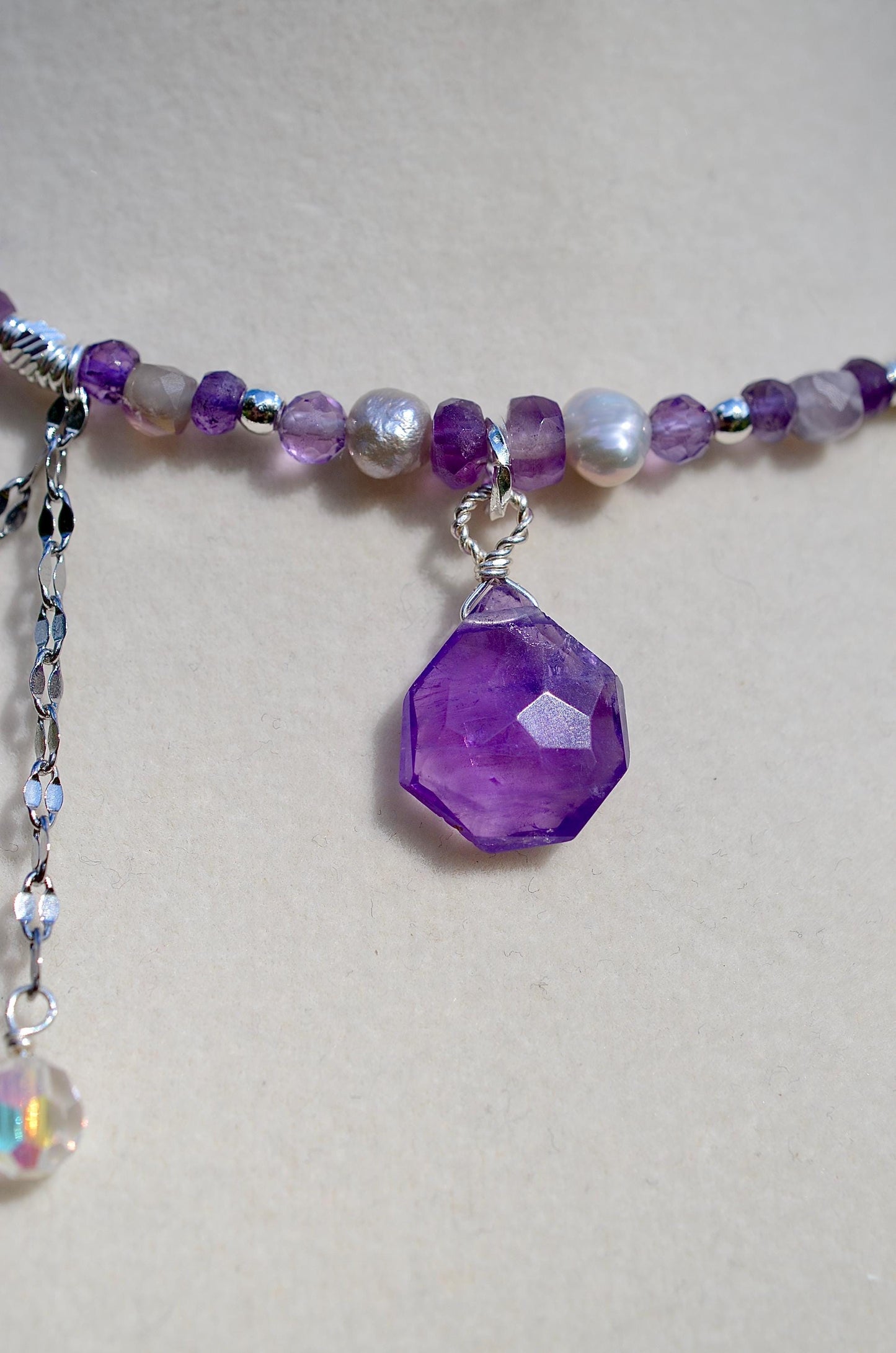 Amethyst Celestial Necklace and Bracelet Set, Sterling Silver