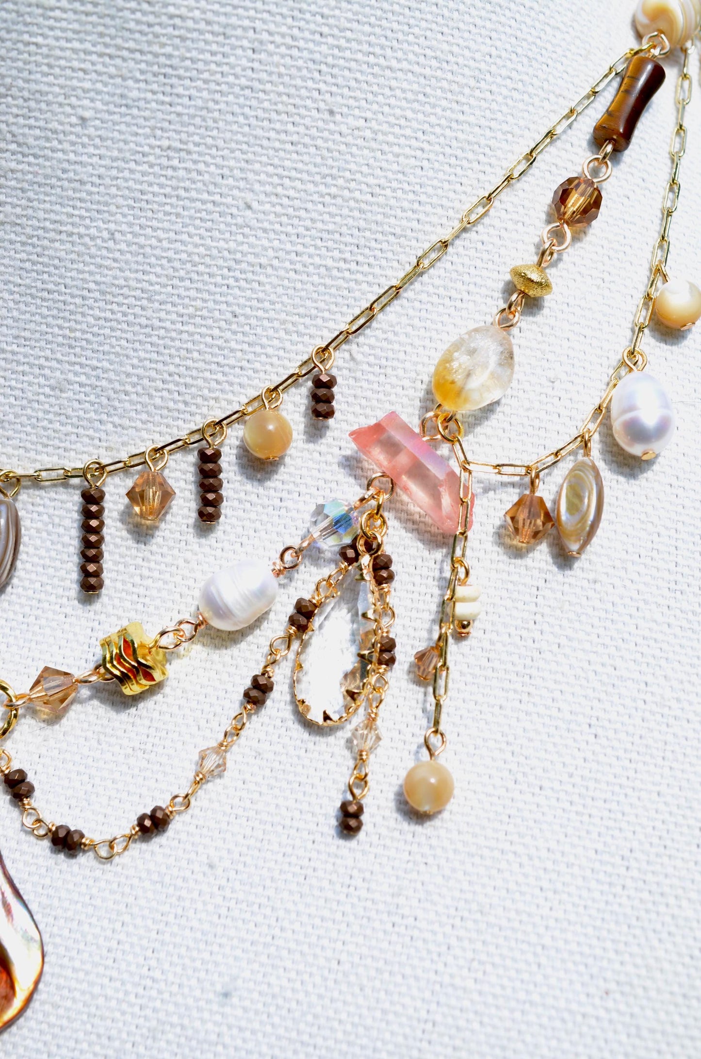 Mermaidcore Pearl Shell Necklace: Gold Filled Beach Jewelry